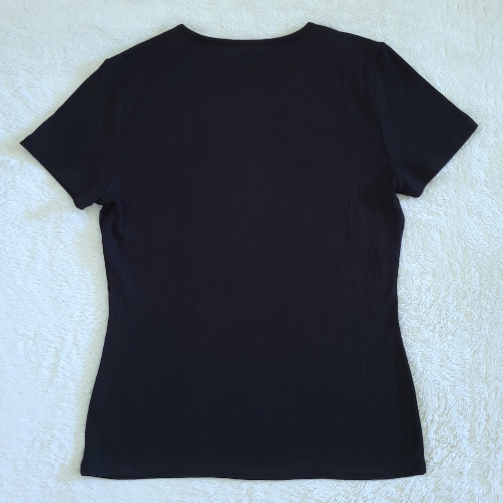 bebe Black🖤 Ribbed Top with Clear Rhinestones💎 - NWT - Picture 2 of 14